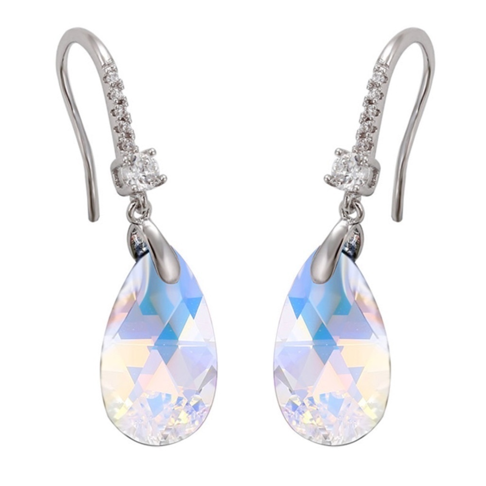 NWT Aurora Borealis Teardrop Pave Swarovski Crystal Earrings